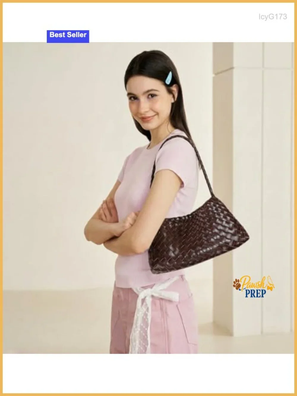 Woven Vegan Leather Shoulder Tote Hobo Bag Handwoven Purse